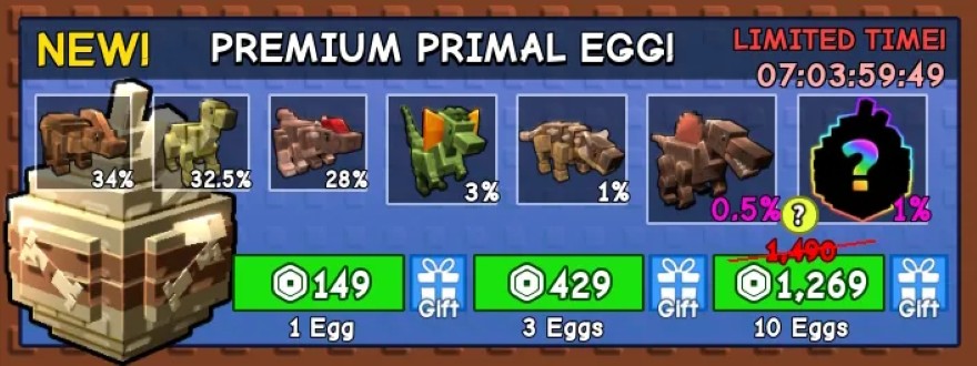 Tất cả thú cưng từ Primal Egg trong Grow a Garden