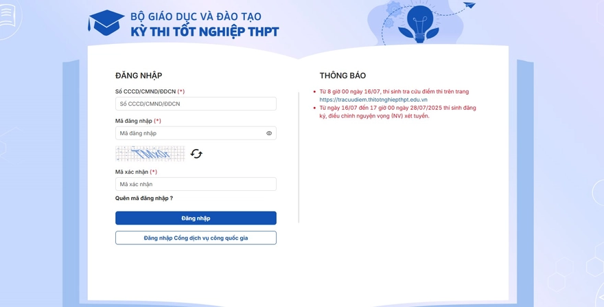 Cách đăng ký nguyện vọng xét tuyển trên web Bộ