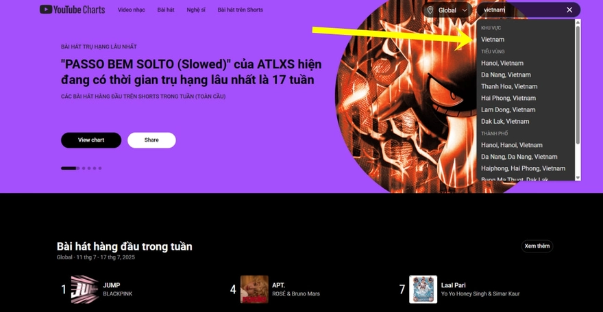 Cách xem BXH YouTube mới tại Việt Nam