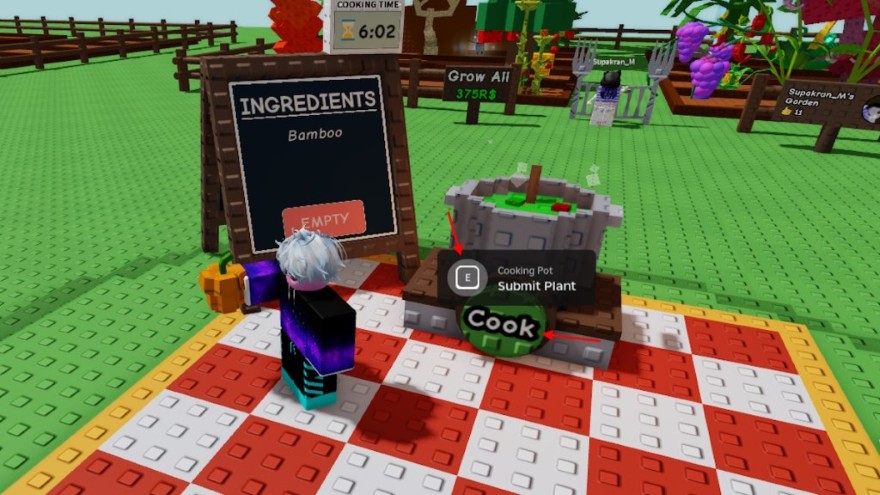 công thức nấu ăn trong Grow a Garden