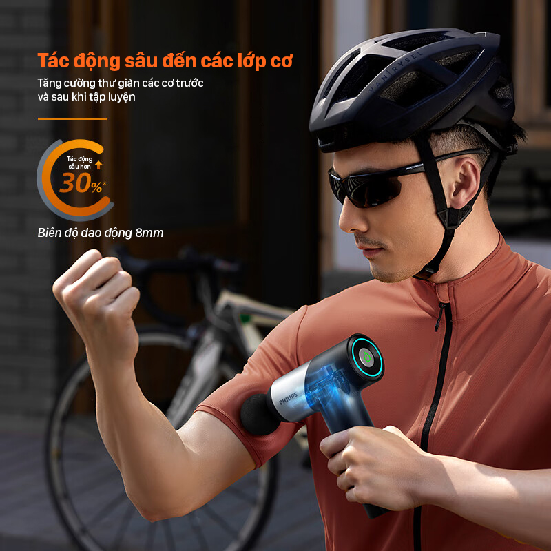 6 đầu massage chuyên dụng tác động vào sâu các lớp cơ