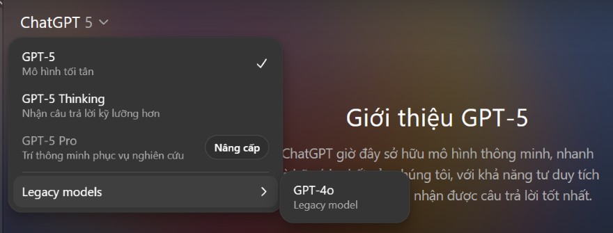 Bí kíp quay lại GPT-4o sau khi ChatGPT nâng cấp GPT-5
