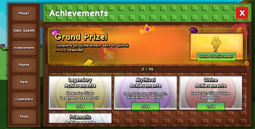 Toàn bộ thành tựu và phần thưởng trong Grow a Garden
