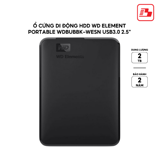 Ổ cứng di động HDD Western Digital Element Portable USB3.0 2.5 2TB (WDBU6Y0020BBK-WESN)