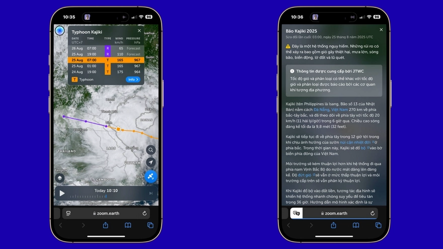 Cách theo dõi bão số 5 trực tiếp không cần tải app thứ ba
