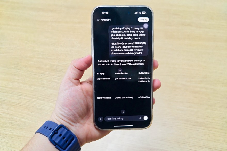 Bí kíp học từ vựng nhớ lâu với ChatGPT trên iPhone
