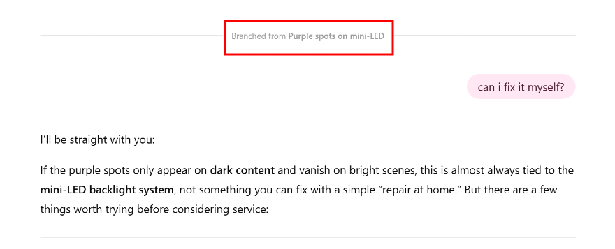 Phân nhánh chat trong ChatGPT