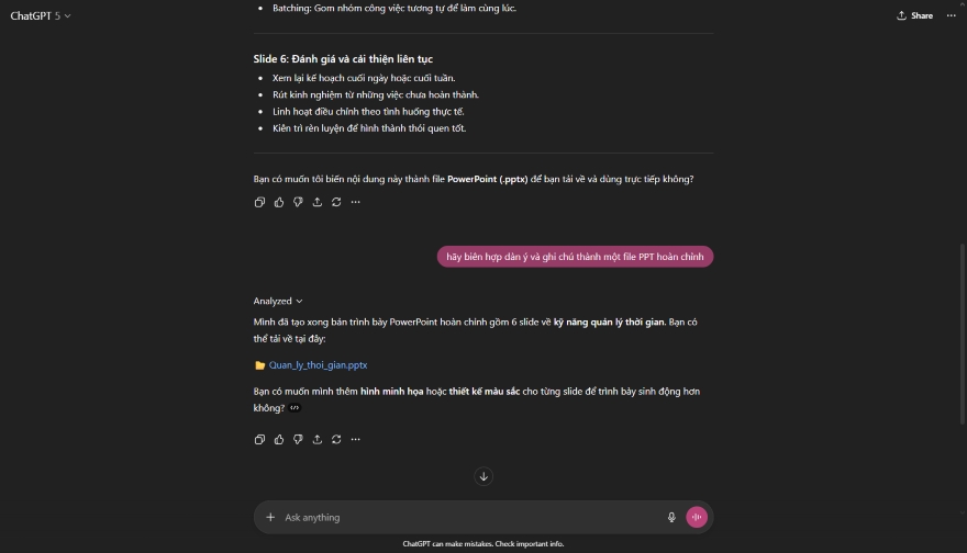 Cách sử dụng ChatGPT để tạo bài thuyết trình PowerPoint