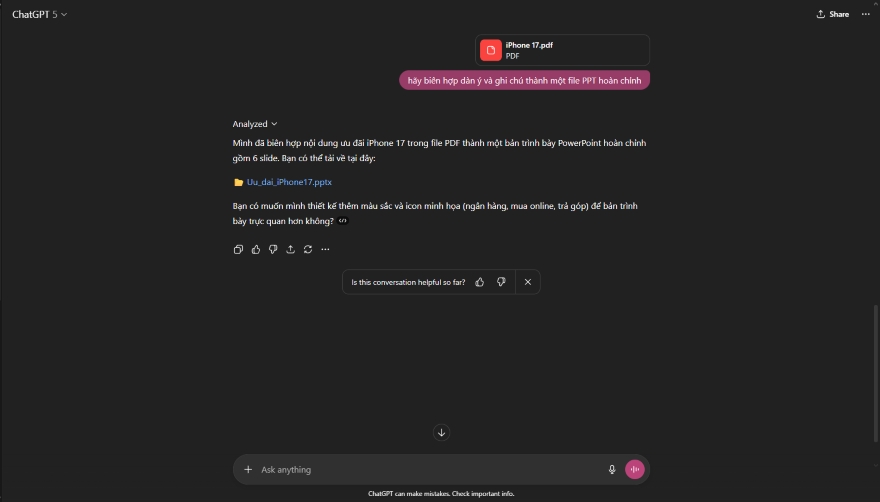 Cách sử dụng ChatGPT để tạo bài thuyết trình PowerPoint