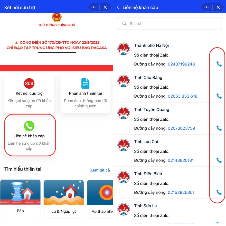 Kêu gọi cứu trợ SOS trên Zalo trước siêu bão số 10 Bualoi