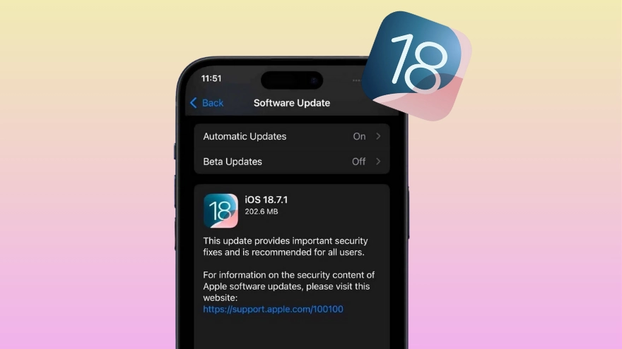 iOS 18.7.1 ra mắt với bản sửa lỗi quan trọng