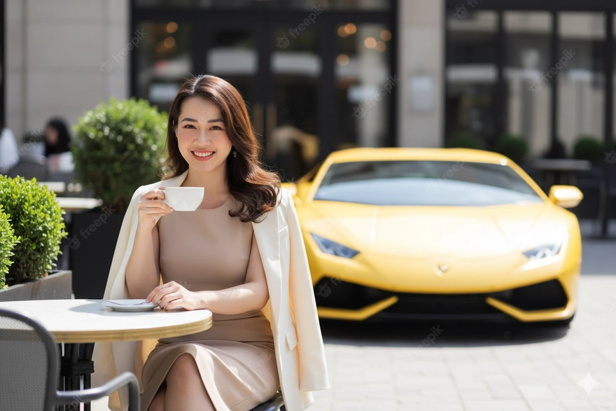 Tạo ảnh với siêu xe dành cho nữ doanh nhân với 1 câu lệnh