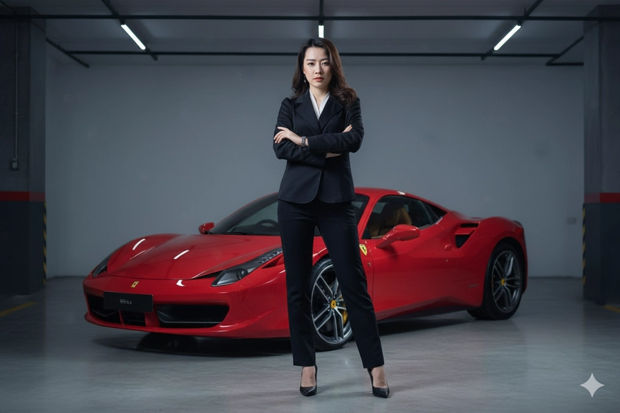 Tạo ảnh với siêu xe dành cho nữ doanh nhân với 1 câu lệnh