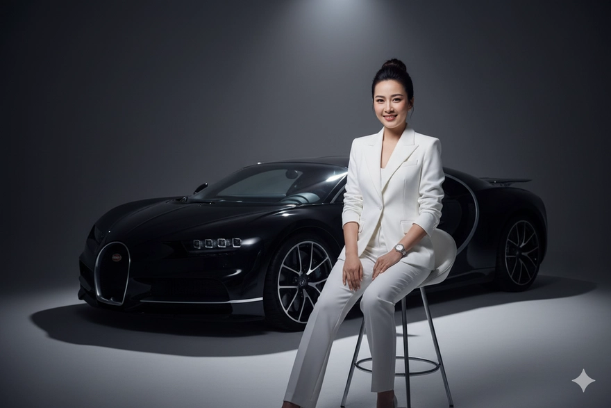 Tạo ảnh với siêu xe dành cho nữ doanh nhân với 1 câu lệnh