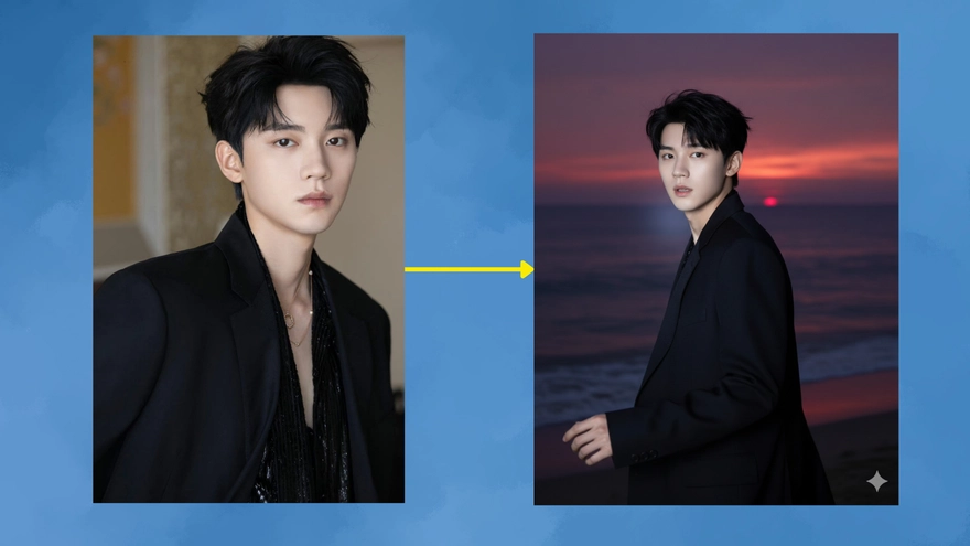 Tạo ảnh đi biển đón hoàng hôn đang viral với Gemini