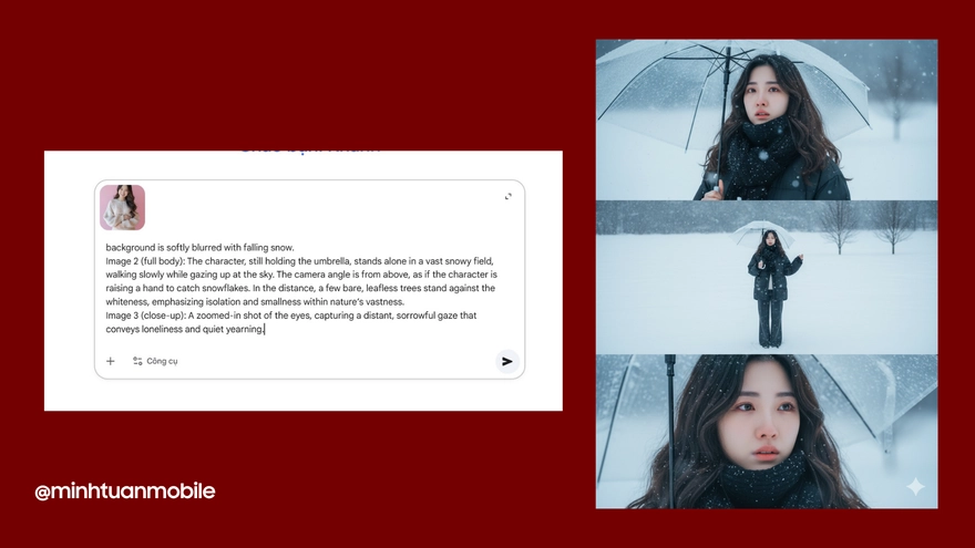Tạo ảnh tâm trạng giữa tuyết trắng cực dễ với Gemini