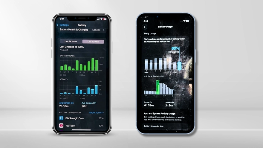 Thời lượng pin thực tế của iOS 26.0.1 và iOS 18.7.1