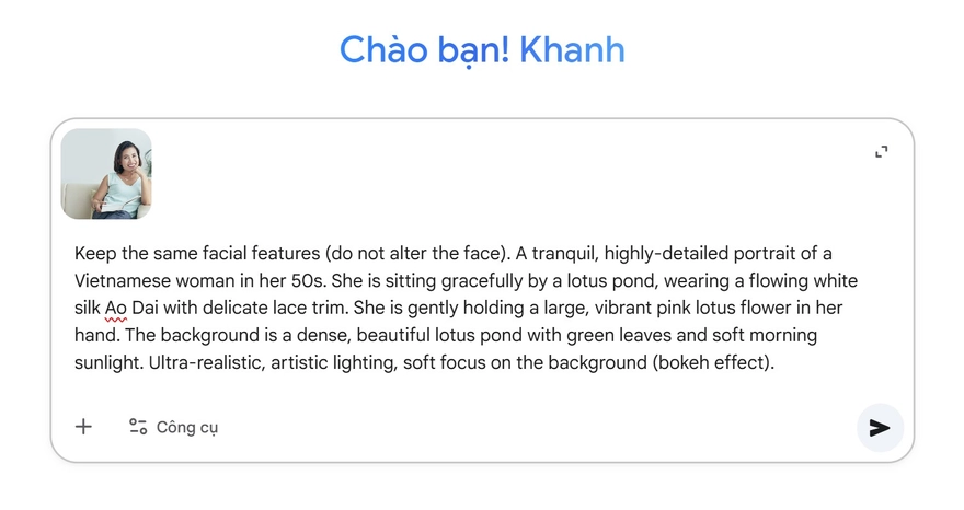 Tạo ảnh bên hồ sen cho phụ huynh U50 U60 trong 1 phút