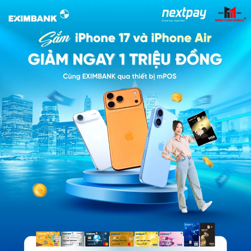 ưu đãi eximbank khi mua iphone 17 và iphone air