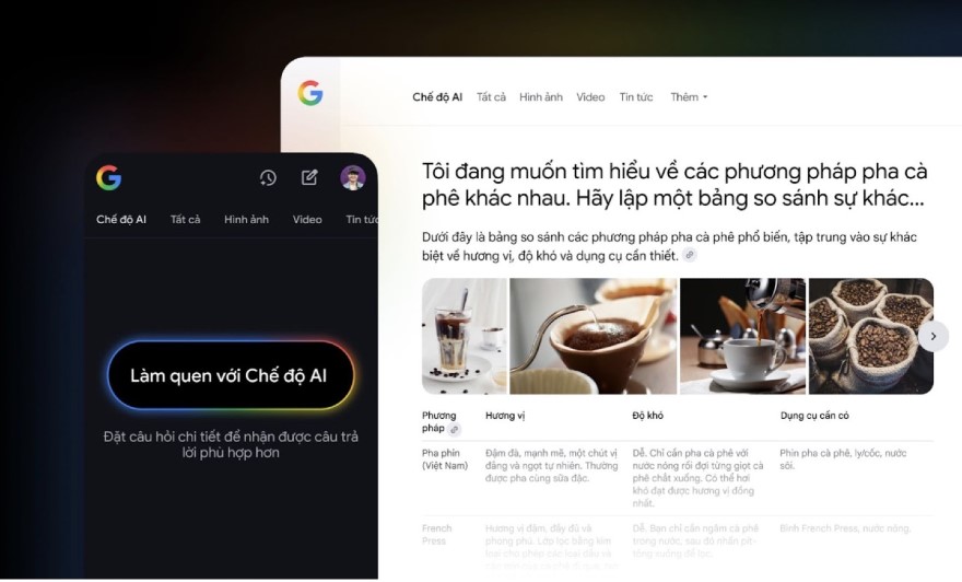 chế độ AI google hỗ trợ tiếng việt