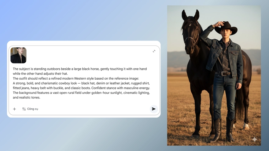 Tạo ảnh phong cách cao bồi siêu bảnh với Gemini