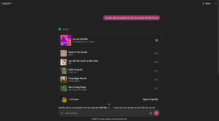 Cách kết nối và sử dụng ChatGPT với Spotify