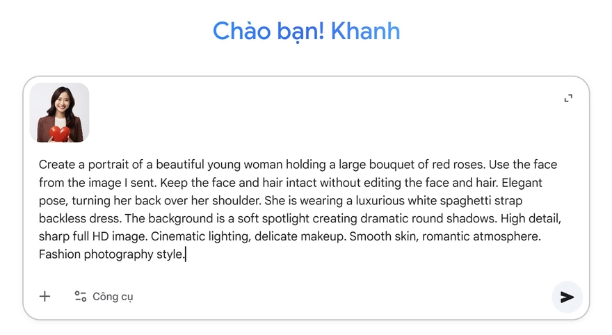 Câu lệnh ghép ảnh ôm hoa hồng đang hot trên TikTok