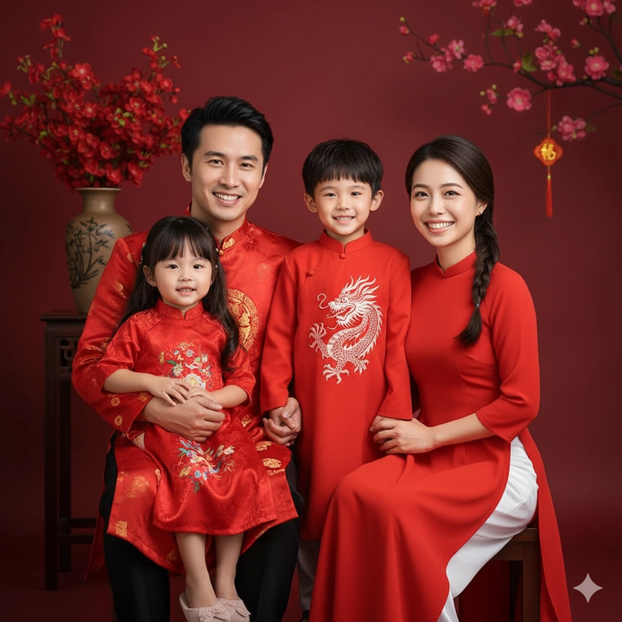 Câu lệnh tạo ảnh gia đình bằng AI đẹp như chụp studio