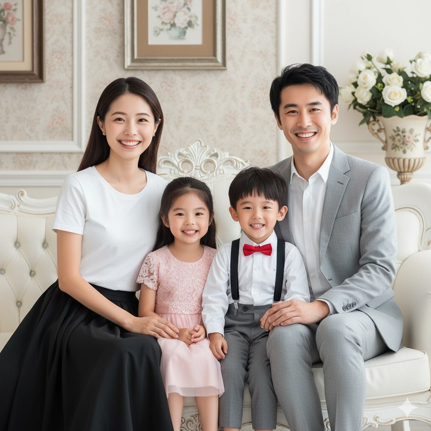 Câu lệnh tạo ảnh gia đình bằng AI đẹp như chụp studio