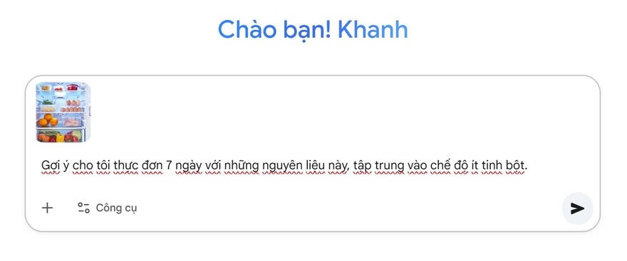 Hôm nay ăn gì? Dùng Gemini tạo thực đơn từ ảnh nguyên liệu