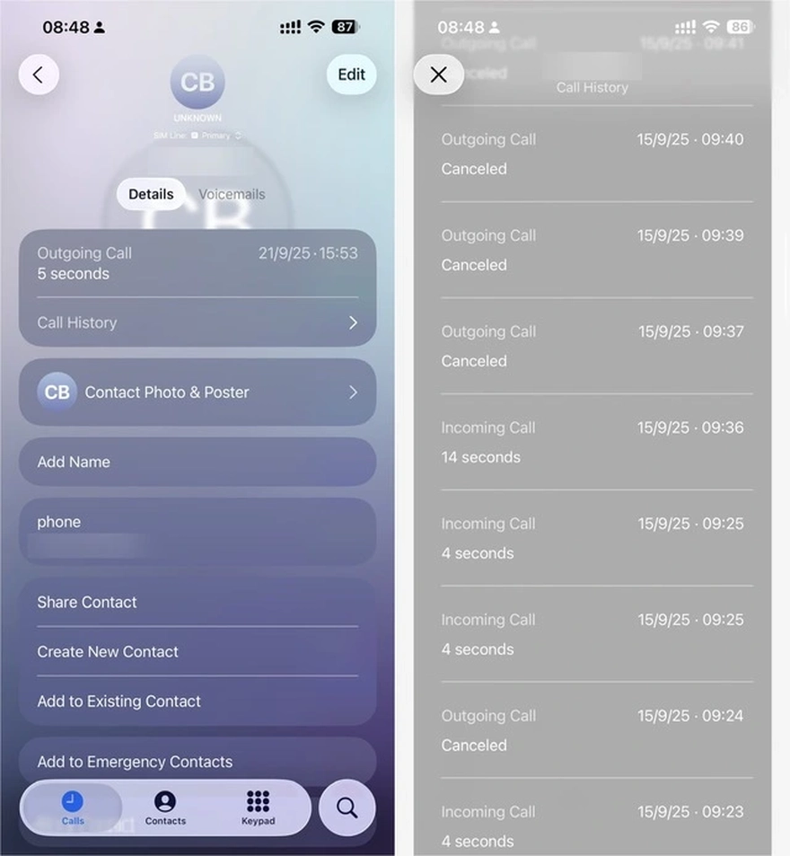 Tính năng ẩn iOS 26: Cho phép xem toàn bộ lịch sử cuộc gọi