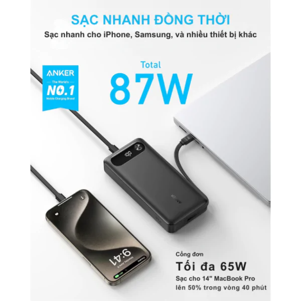 Tốc độ sạc nhanh 65W cho laptop