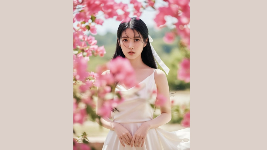 Câu lệnh AI tạo bộ ảnh nàng thơ bên hoa giấy