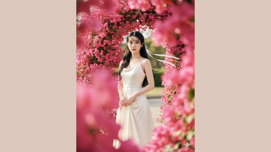 Câu lệnh AI tạo bộ ảnh nàng thơ bên hoa giấy