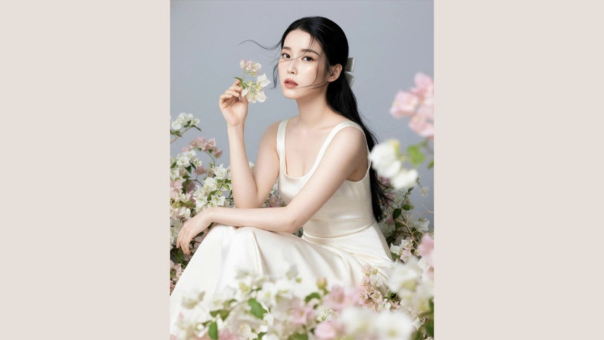 Câu lệnh AI tạo bộ ảnh nàng thơ bên hoa giấy