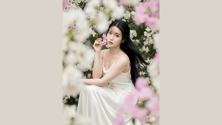 Câu lệnh AI tạo bộ ảnh nàng thơ bên hoa giấy