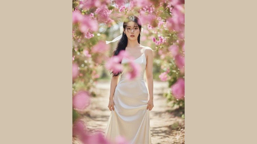 Câu lệnh AI tạo bộ ảnh nàng thơ bên hoa giấy