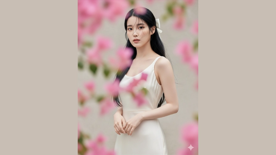 Câu lệnh AI tạo bộ ảnh nàng thơ bên hoa giấy