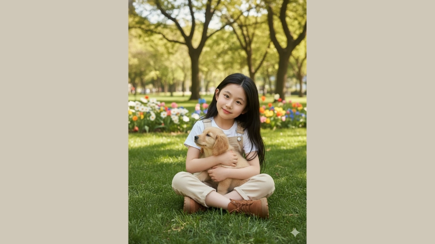 Câu lệnh tạo ảnh bé yêu với thú cưng bằng Gemini