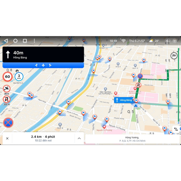 Hỗ trợ cảnh báo tốc độ, camera giao thông và lộ trình an toàn