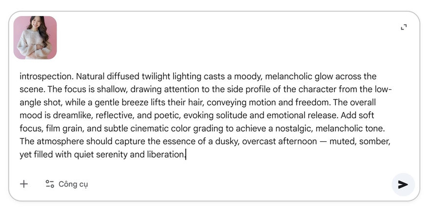 Tạo ảnh Cinematic siêu chill dưới cánh đồng với Gemini