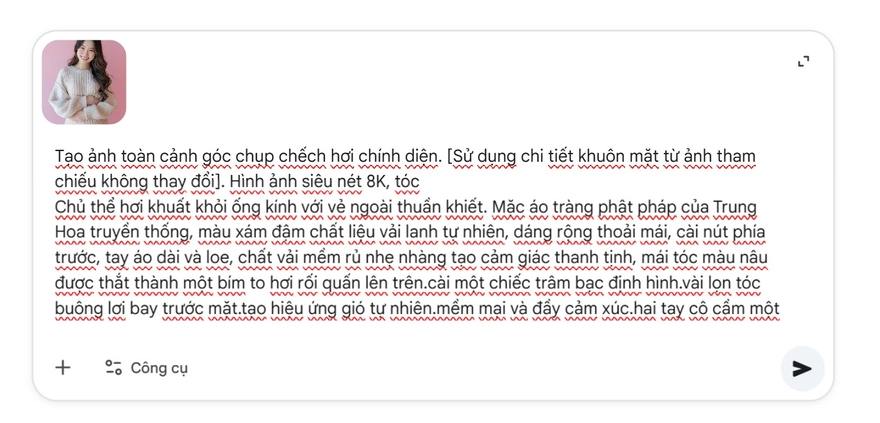 Câu lệnh AI tạo ảnh mặc áo tràng đi chùa thanh tịnh