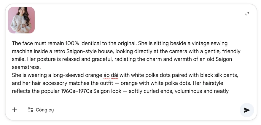 Câu lệnh AI tạo ảnh cô ba Sài Gòn thập niên 60