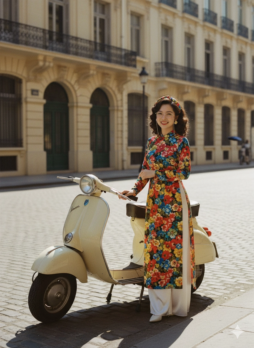 Câu lệnh AI tạo ảnh cô ba Sài Gòn thập niên 60