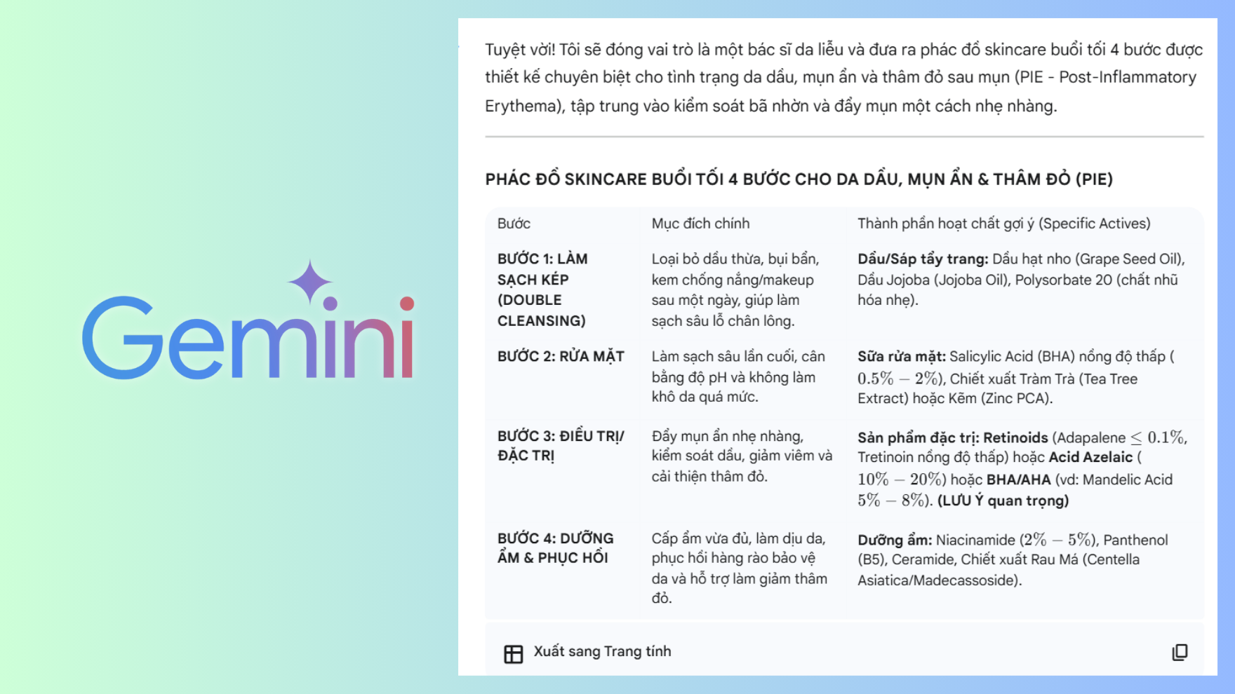 Nhờ Gemini AI gợi ý routine skincare ngay tại nhà