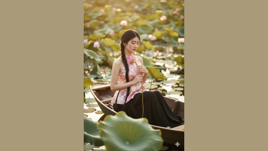 Prompt tạo ảnh nàng thơ áo dài sang trọng và thướt tha