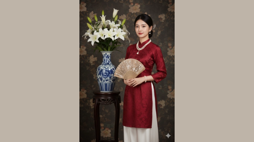 Prompt tạo ảnh nàng thơ áo dài sang trọng và thướt tha