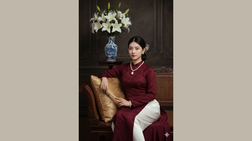 Prompt tạo ảnh nàng thơ áo dài sang trọng và thướt tha