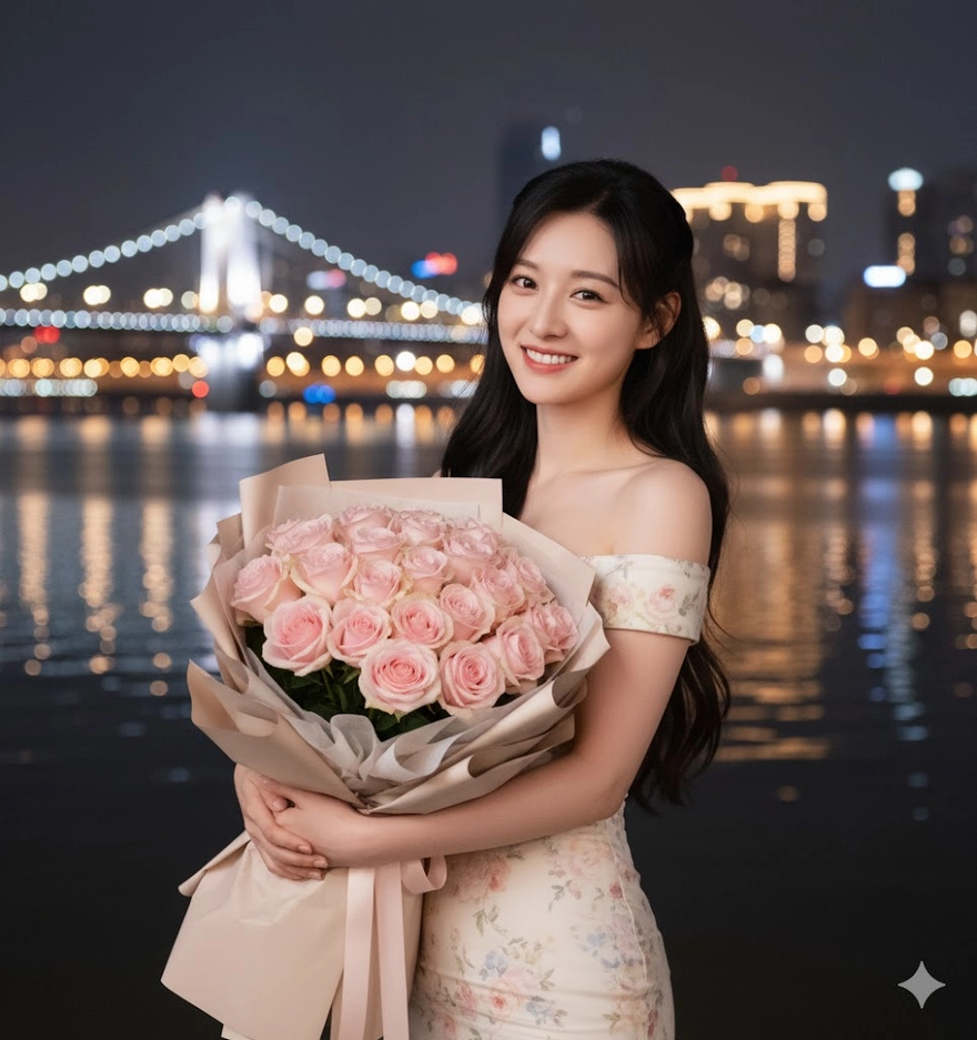 Dùng Gemini tạo ảnh ôm bó hoa chỉ 1 câu lệnh 