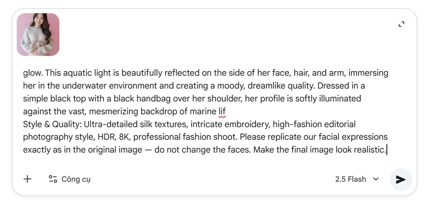 Tạo ảnh tham quan Thuỷ Cung cực đẹp bằng Gemini